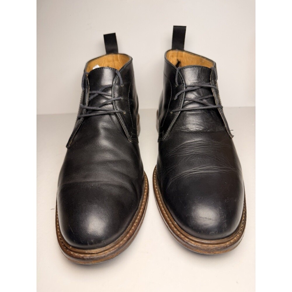 Mens Black Genuine Leather Chukka Ankle Boots Cuoio Made in Italy Size 8M 7037